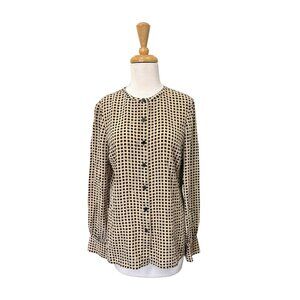 Tory Burch Tan Silk Blouse Size 6 Button Front